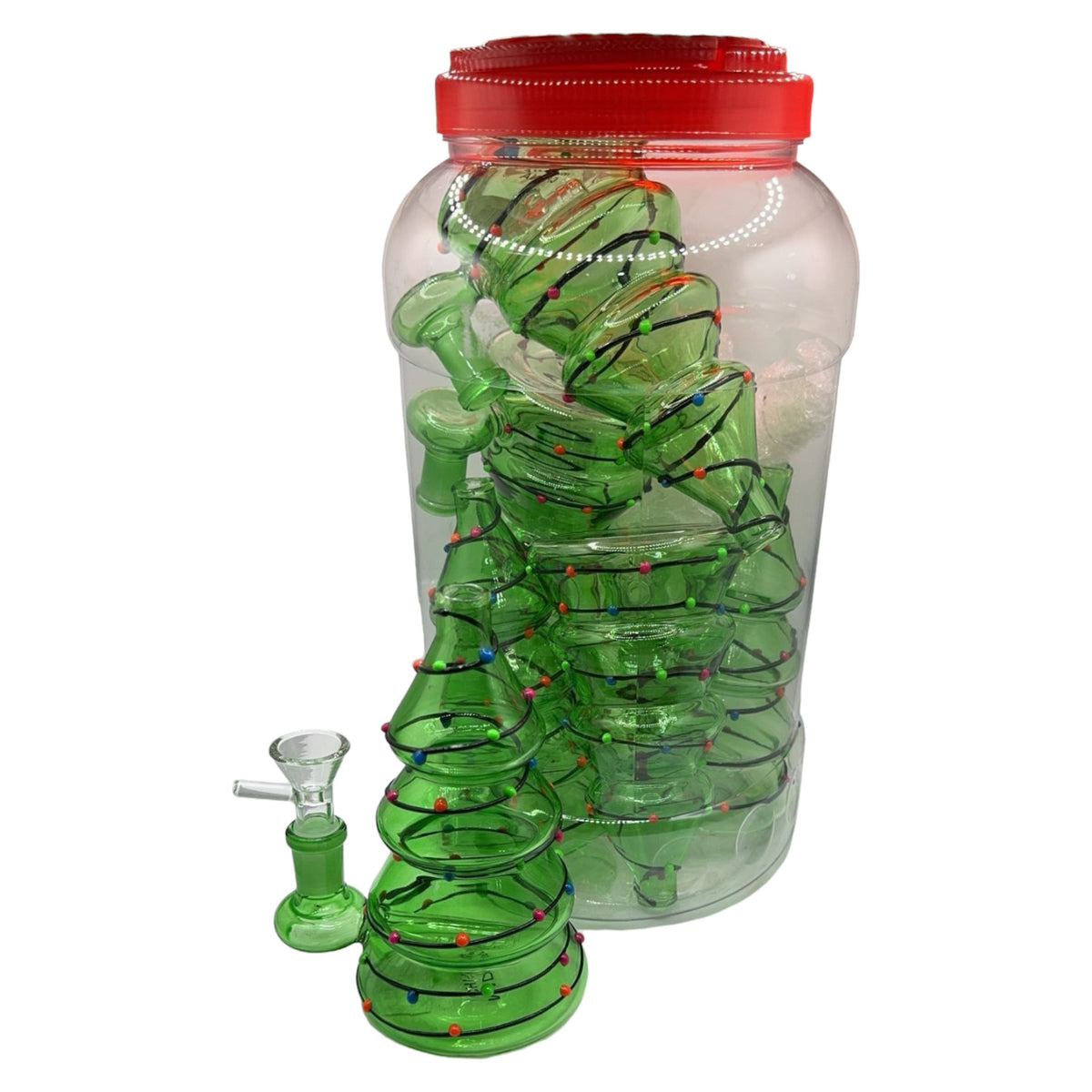 Glass Bong 6in Christmas Tree Design 5ct Jar (MSRP $29.99ea)