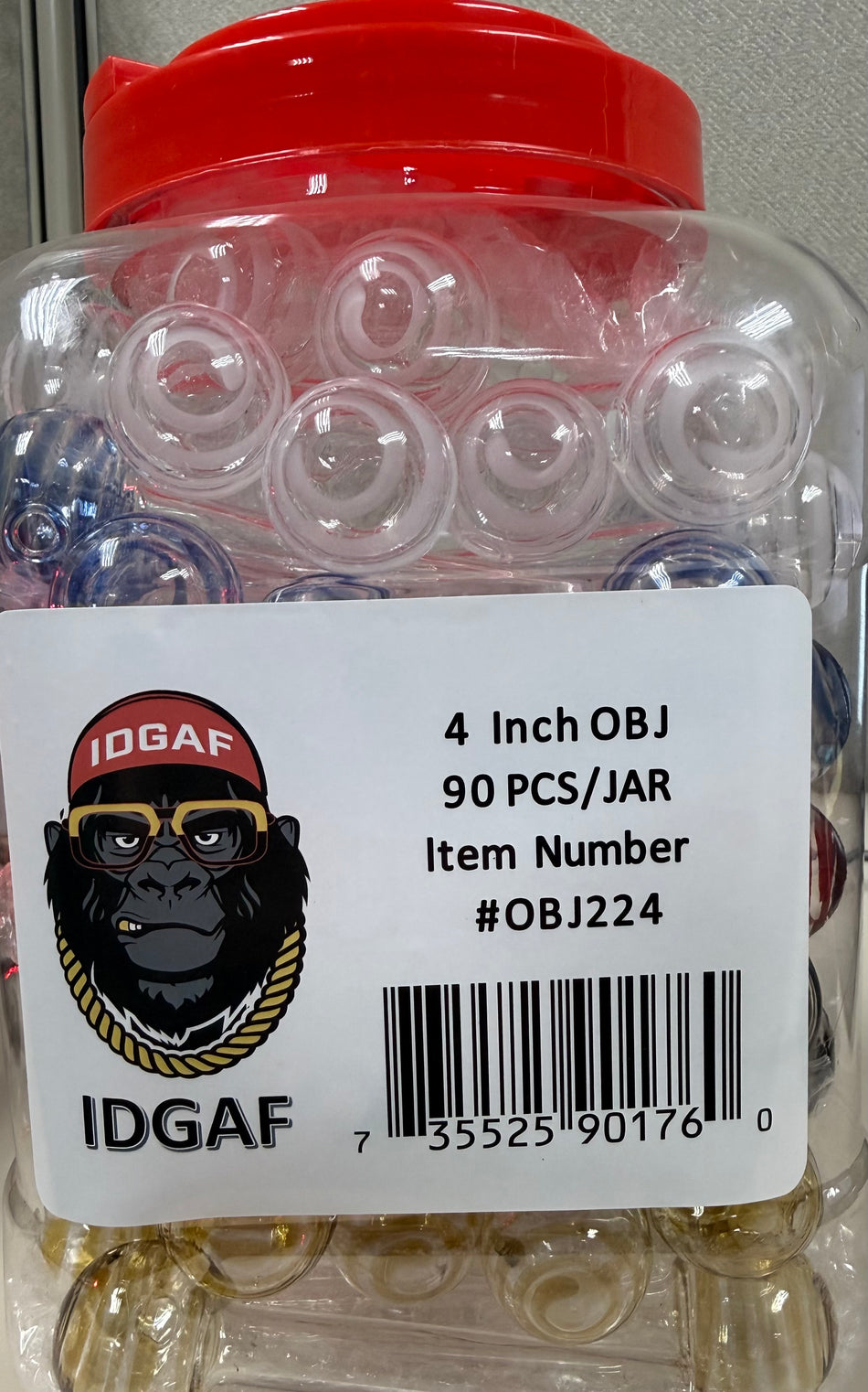 4" IDGAF Bubbler Assorted Color - Jar of 90 (OBJ224)