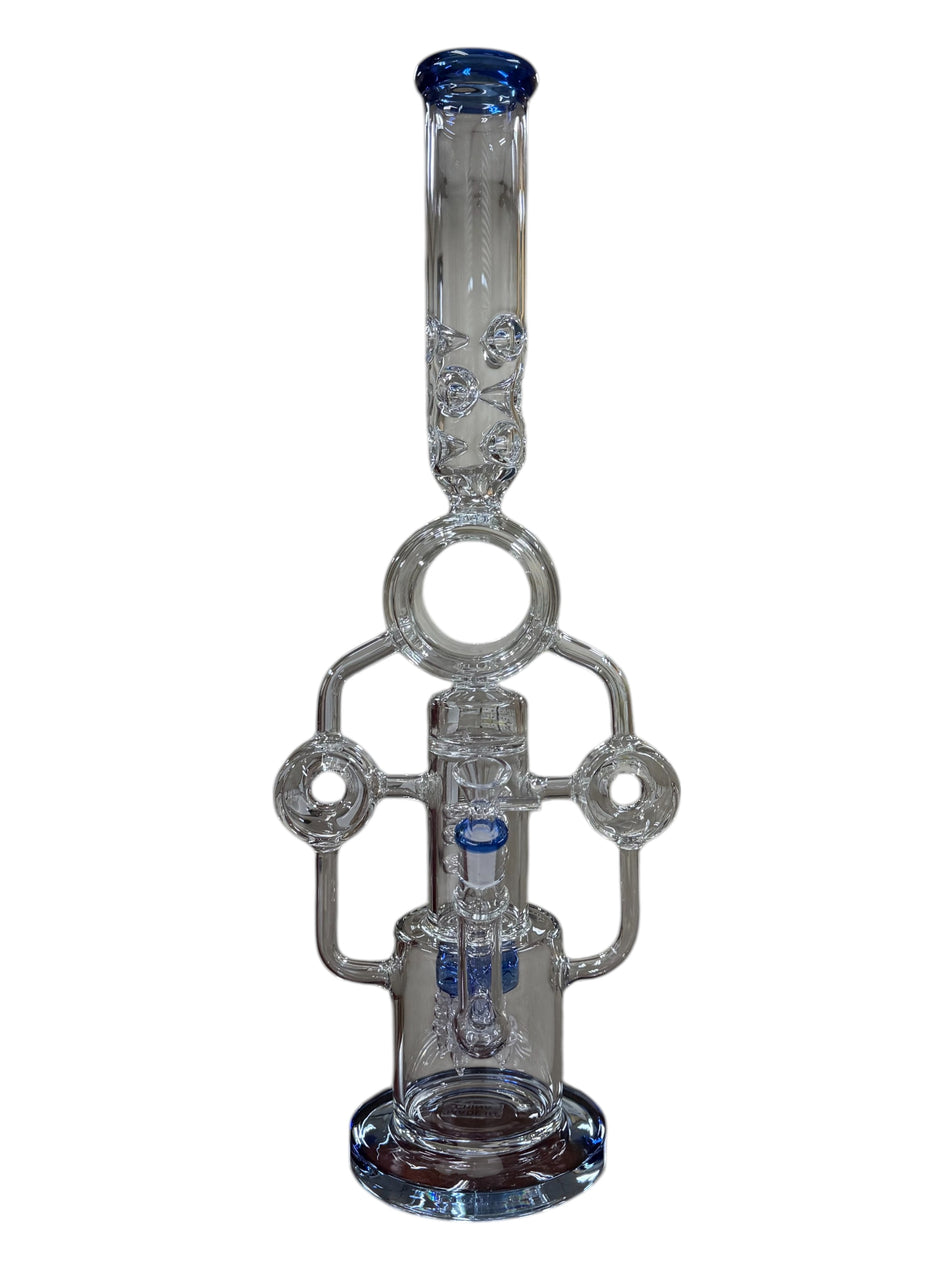 21 Inch Glass Bong - Blue Outline Design | Premium Glass Water Pipe (MSRP $89.99)