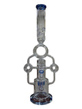 21 Inch Glass Bong - Blue Outline Design | Premium Glass Water Pipe (MSRP $89.99)