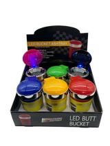 LED Assorted Fire Retardant Bucket Ashtray 6CT Display (MSRP $9.99ea)
