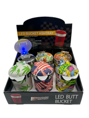 LED Assorted Full Printed Bucket Ashtray 6CT Display (MSRP $12.99ea)