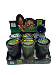 LED Weed Leaf Top Printed Bucket Ashtray 6CT Display (MSRP $12.99ea)