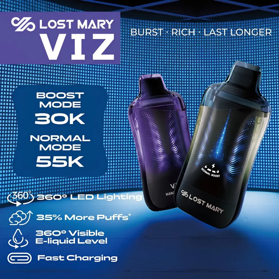 Lost Mary Viz 55K Puffs 16.7mL Disposable Vape - Display of 5