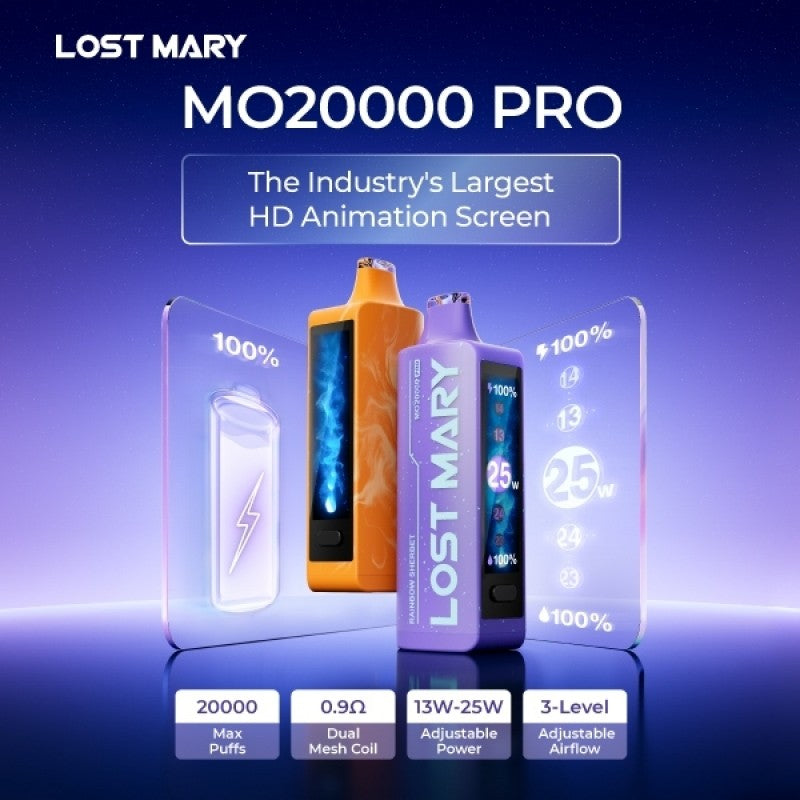 Lost Mary MO20000 Pro 18mL Disposable Vape - Display of 5 (MSRP $19.99 Each)