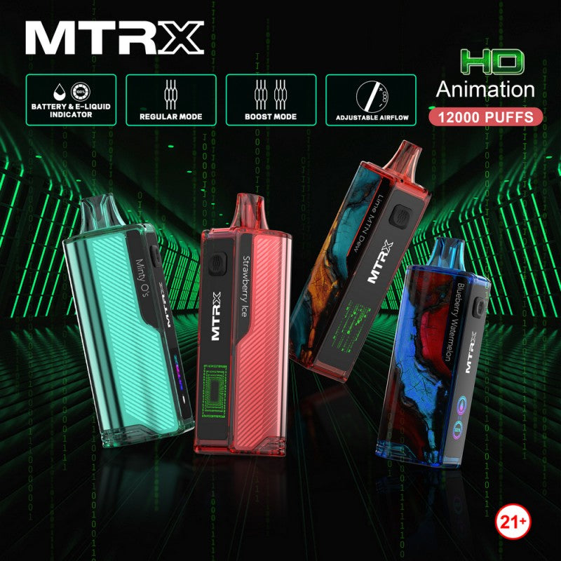 MTRX 12000 Puffs 5% Disposable Vape - Display of 5 (MSRP $19.99 Each)