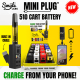 Smyle Mini Plug 450mAh 510 Cart Battery - Display of 20 (MSRP $14.99 Each)