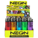 Neon Clear Gas Lighters - Display of 50 (MSRP $0.49 Each)