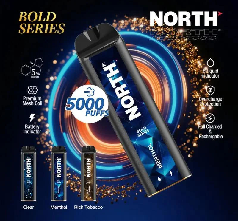 North Bold Series 5000 Puffs 10mL Disposable Vape - Display of 5