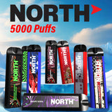 North 5000 Puffs 5% Nicotine Disposable Vape - Display of 10 (MSRP $19.99 Each)