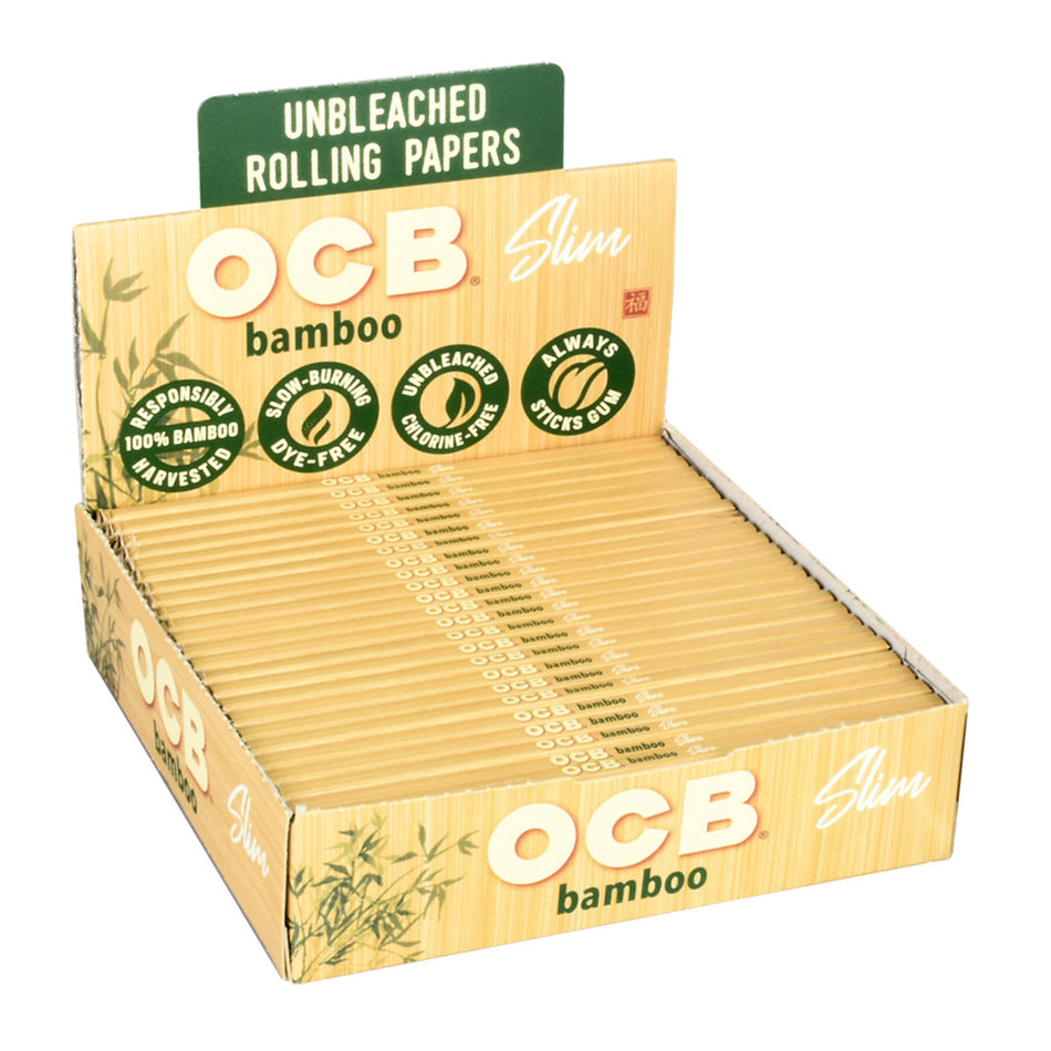 OCB Bamboo Rolling Papers Slim - Display of 24