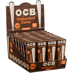 OCB Virgin Unbleached Cones 1 1/4 Size 6 Pack - Display of 32