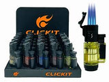 Clickit Transparent Triple Torch - Display of 25 (MSRP $10.99 Each)
