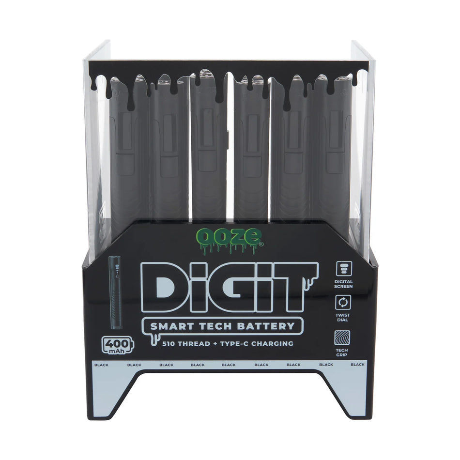 Ooze Digit 400mAh Smart 510 Vape Battery - Display of 24 (MSRP $15.99 Each)