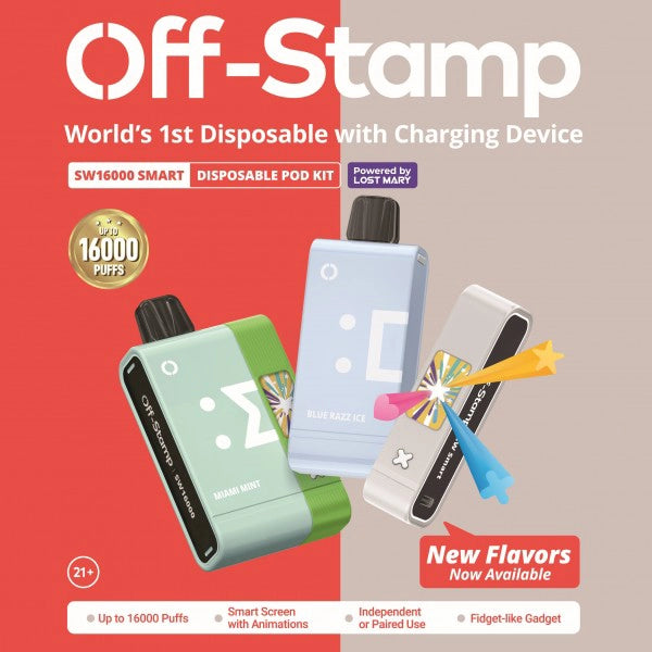 Off Stamp SW16000 By Lost Mary Disposable Smart Kit - Display of 5 (MSRP $24.99 Each)