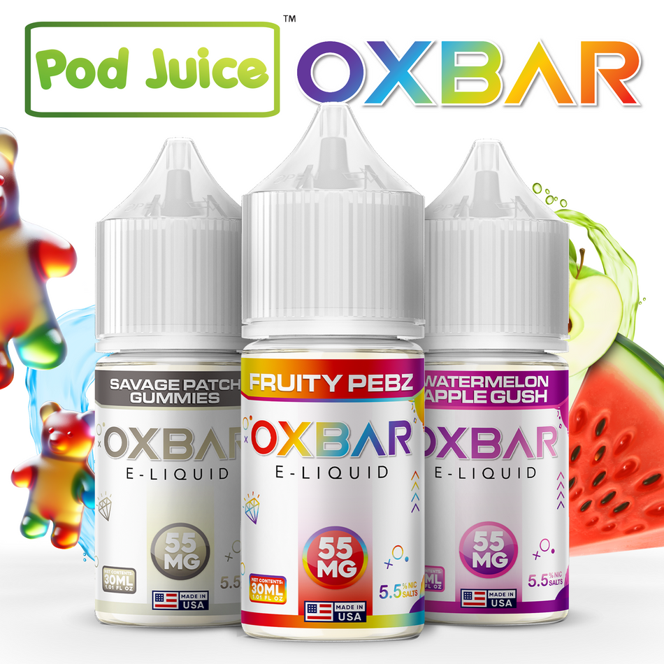 Pod Juice x OXBAR Nicotine Salts E-Liquid 30mL (MSRP $19.99)