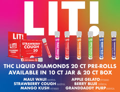 Lit! 2 Gram THC Diamond Prerolls 10ct Jar (MSRP $6.99ea)