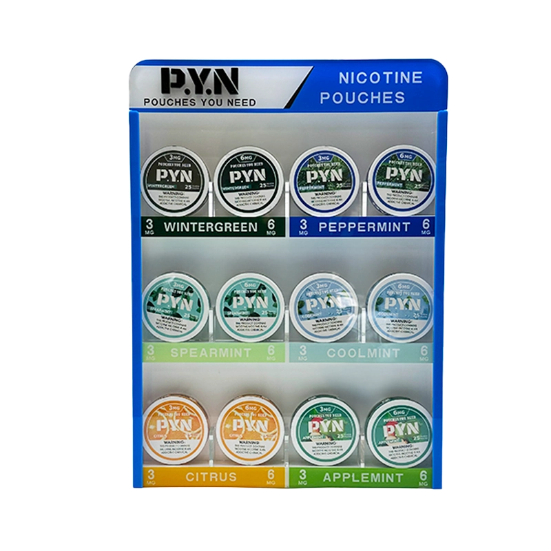 PYN Nicotine Pouches Pre-Filled Display - Pack of 5 Cans/Display of 12 Packs (MSRP $5.99 Each)