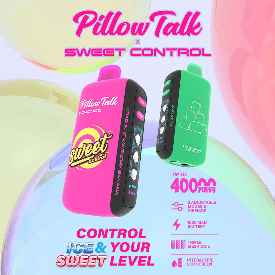 Pillow Talk Sweet Control SC40000 Puffs Disposable Vape - Display of 5 (MSRP $24.99 Each)