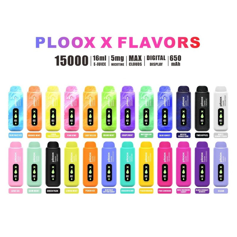 Ploox X By Luxpodz 15K Puffs Disposable Pod Device - Display of 5 (MSRP $17.99 Each)
