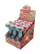 Kids Boom Princess Glitter Hair Dryer Candy Toy - Display of 12 (MSRP $7.99 Each)