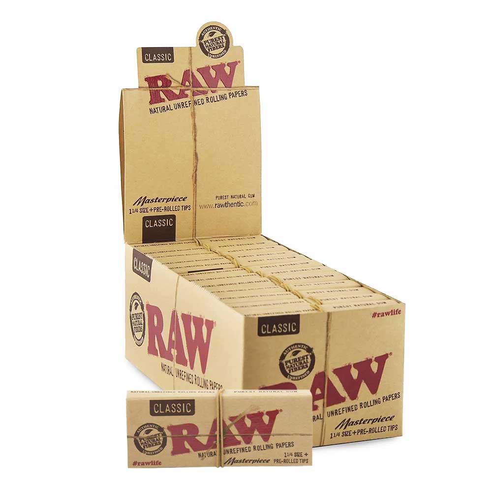 RAW Classic Masterpiece Papers + Tips 1 1/4 Size - Display of 24