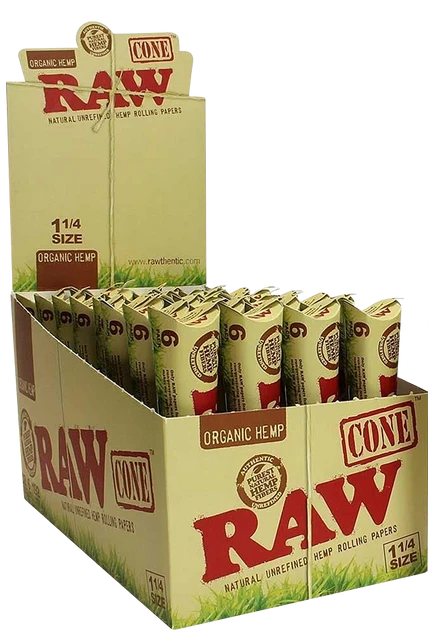 RAW Organic Hemp Cones 1 1/4 - Display of 32