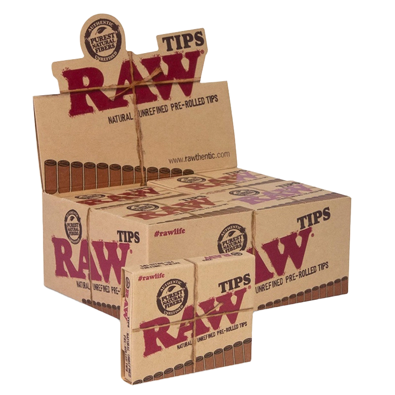 RAW Natural Unrefined Pre-Rolled Tips - Display of 20