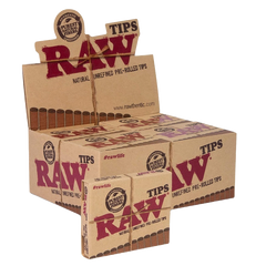 RAW Natural Unrefined Pre-Rolled Tips - Display of 20