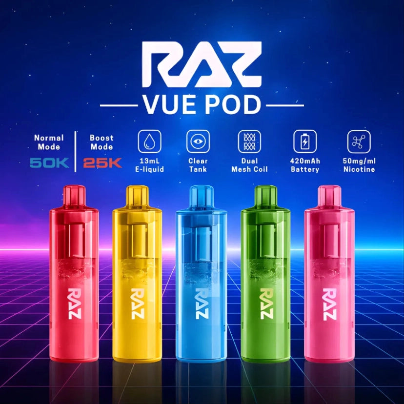 RAZ Vue 50K Puffs 13mL Disposable Pod - Display of 5