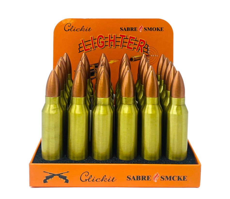 Clickit Small Bullet Side Flame Lighter - Display of 30 (MSRP $8.99 Each)