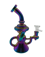 Glass Bong 8in Rainbow Chrome Design (MSRP $39.99)