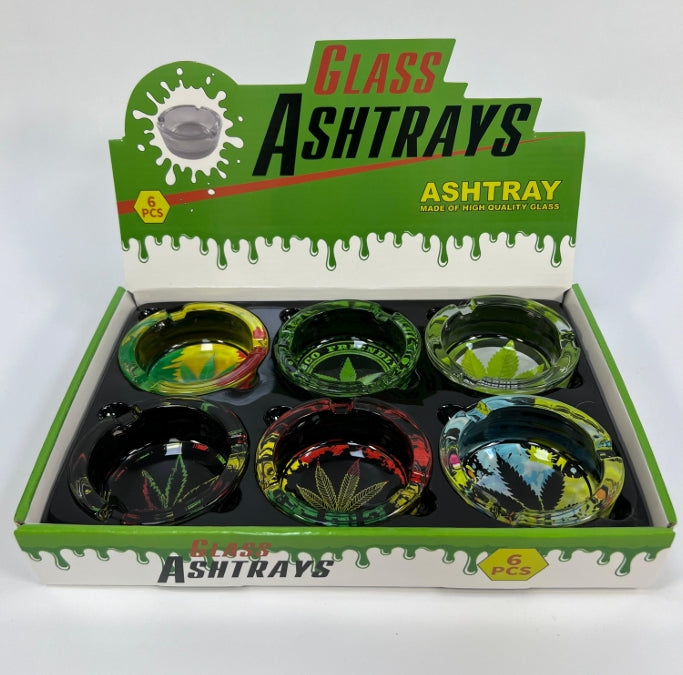Glass Ashtray Cannabis - Display of 6 (MSRP $9.99 Each)