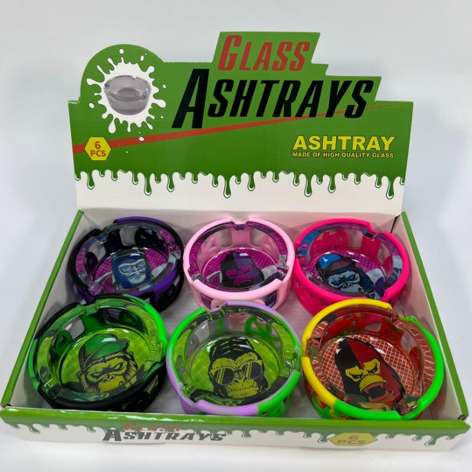 Glass Ashtray with Silicon Sleeve (Gorilla) - Display of 6 (MSRP $14.99 Each)