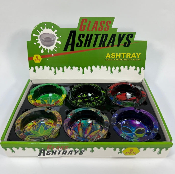 Glass Ashtray Alien Leaf  - Display of 6 (MSRP $9.99 Each)