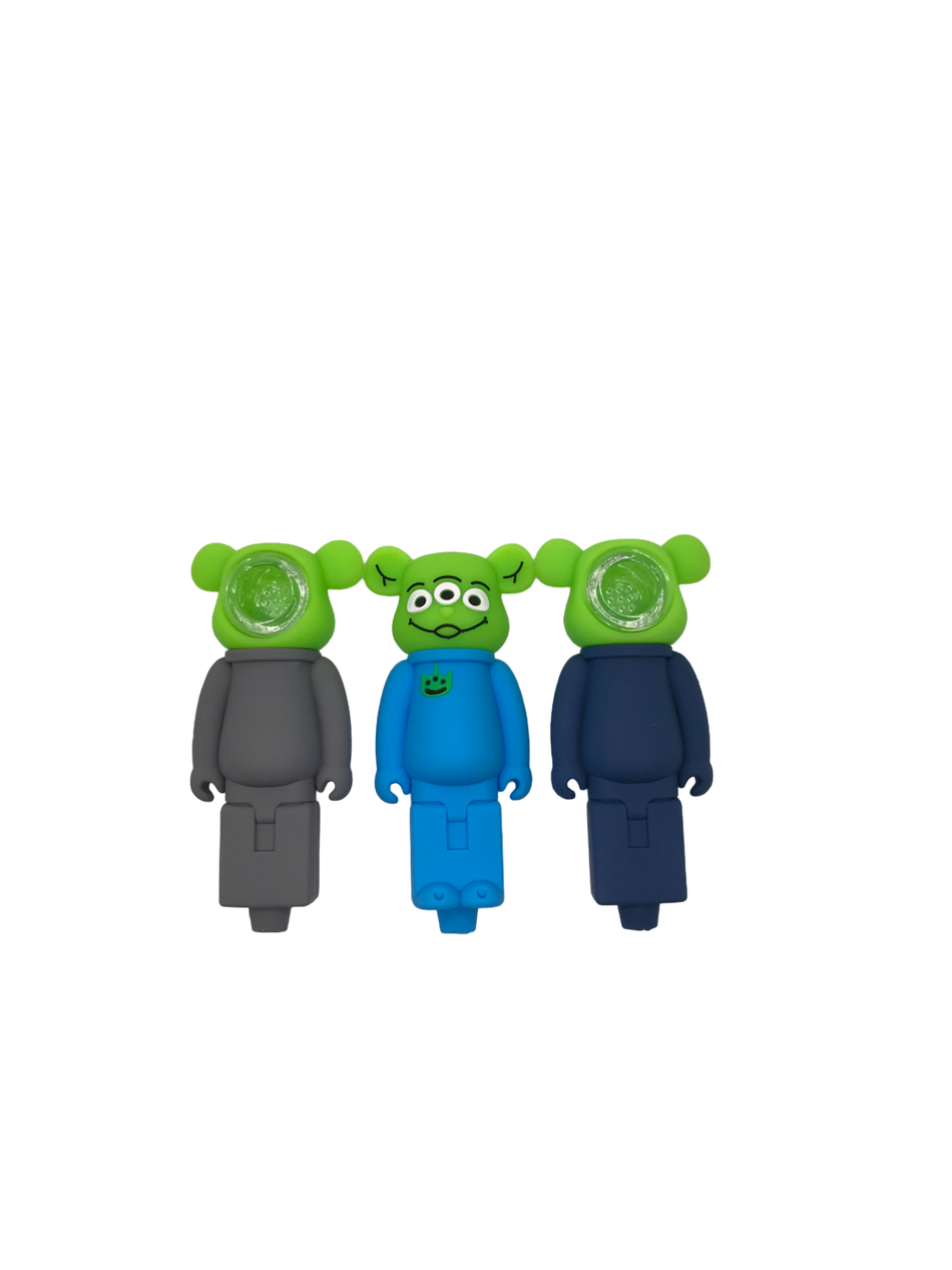 Silicone Smoking Pipe Alien Bear 10 Count Box (MSRP $8.99ea)