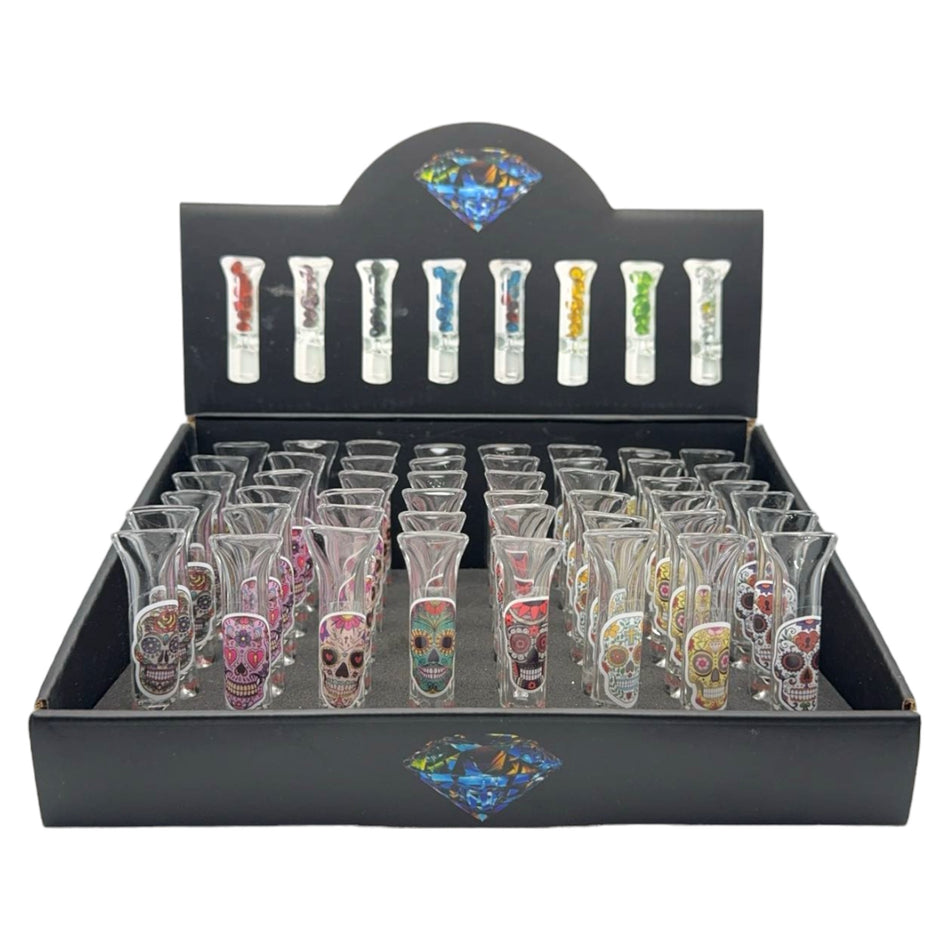 Skull Design Glass Cigarette Holder 48ct Display (MSRP $1.99ea)