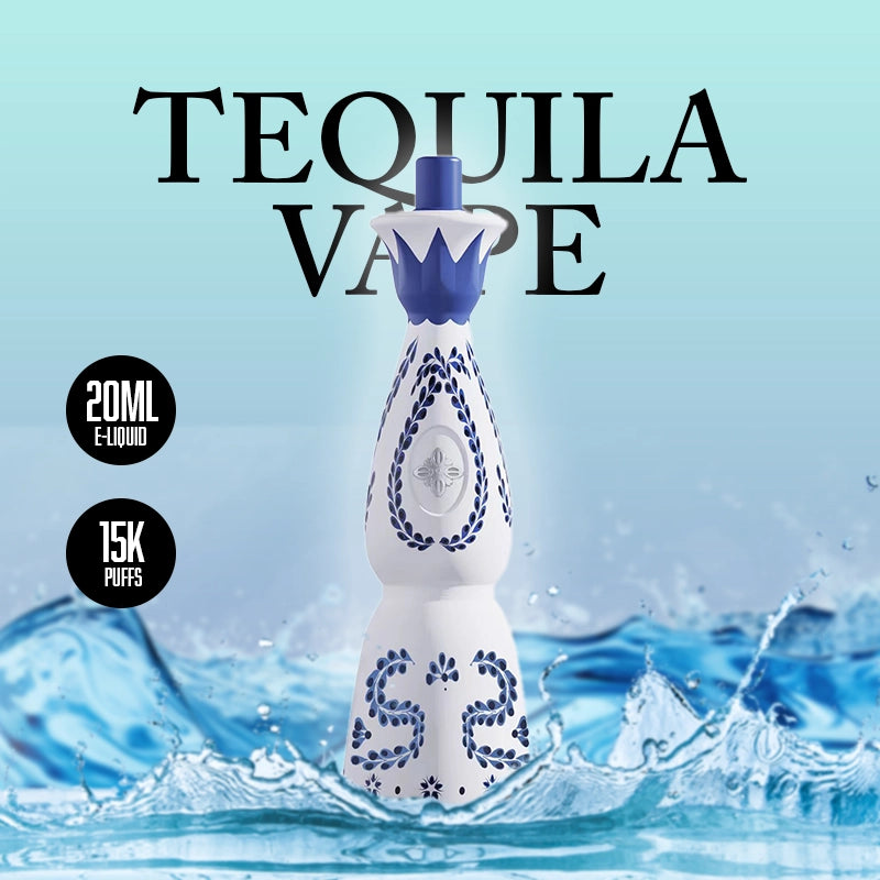 Tequila Vape 15K Puffs Disposable – Wholesale 10-unit display with 20mL e-liquid capacity, 5% nicotine, and 13 premium flavors including Strawberry Banana and Tropical Pineapple. Available at Fist Distro.