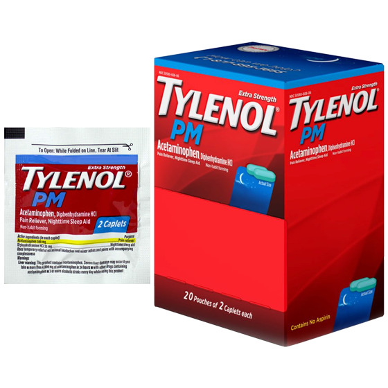 Tylenol PM Extra Strength 2 Pouch - Display Of 20 (MSRP $0.99 Each)