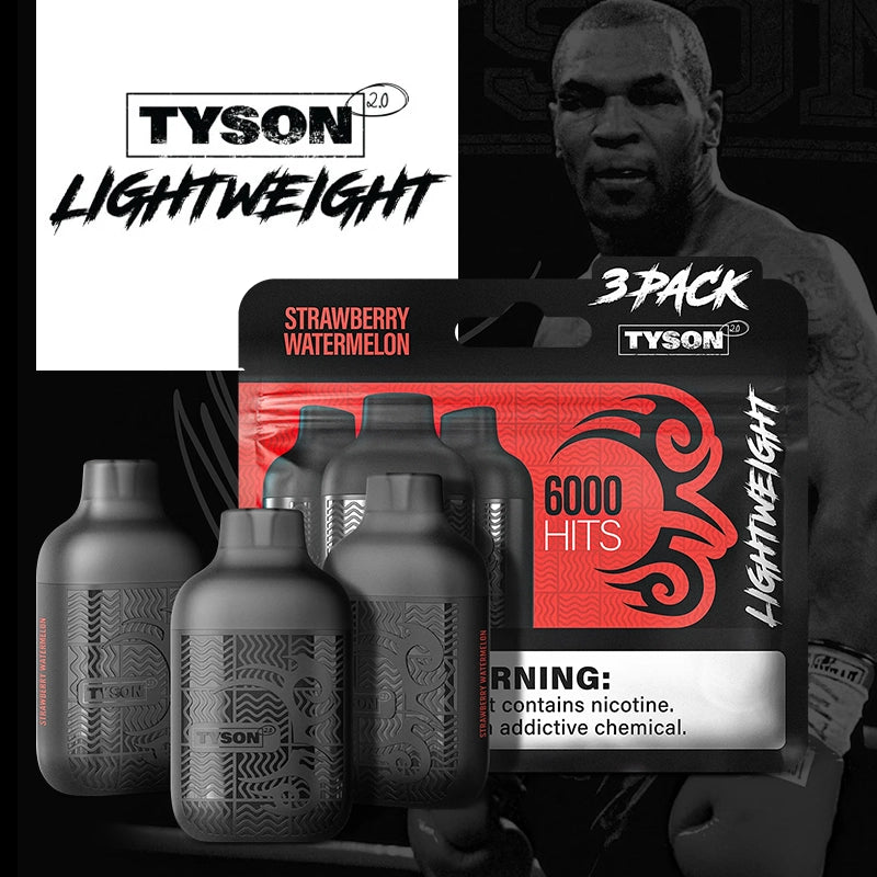 Tyson Lightweight 3 Pack 6k Puffs 4mL Disposable Vape - Display of 10 (MSRP $29.99 Each)