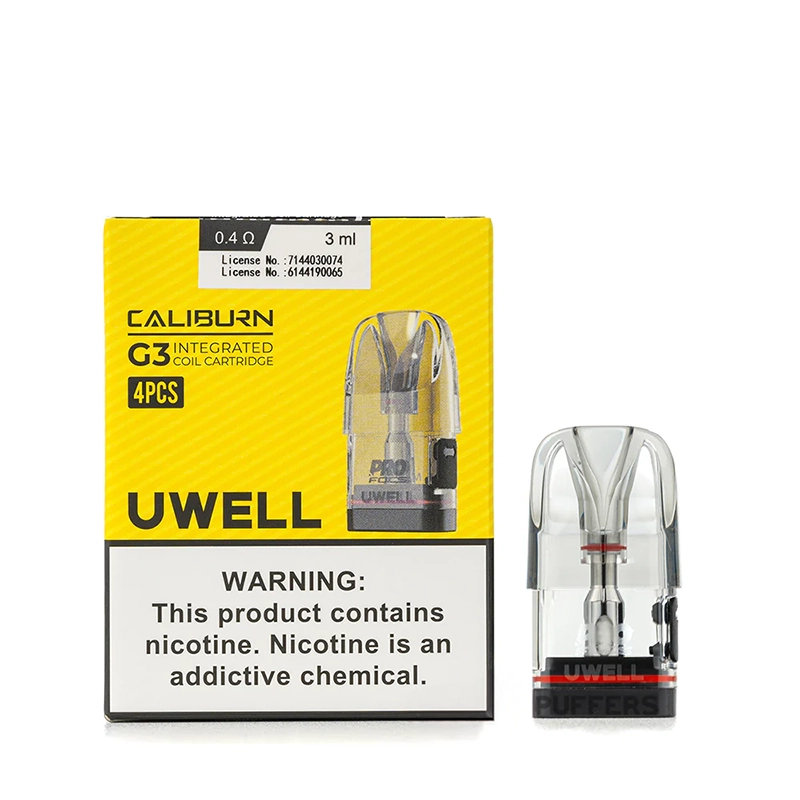 Uwell Caliburn G3 Replacement Pod 3mL - Pack of 4 (MSRP $19.99)