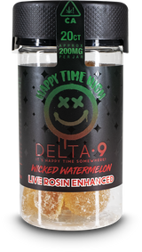 Happy Time High D9 Live Rosin 200mg Gummies - 20ct / Display of 6