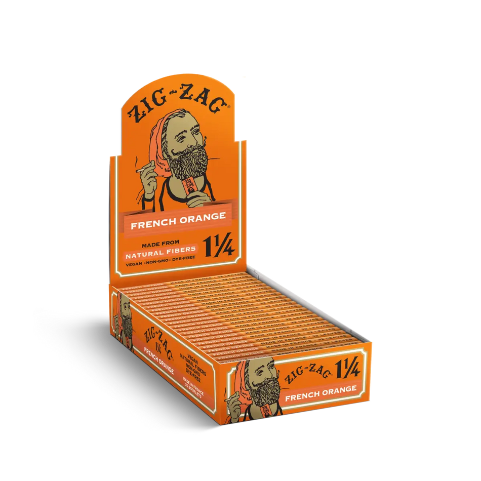 Zig Zag French Orange Rolling Papers 1 1/4" - Display of 24