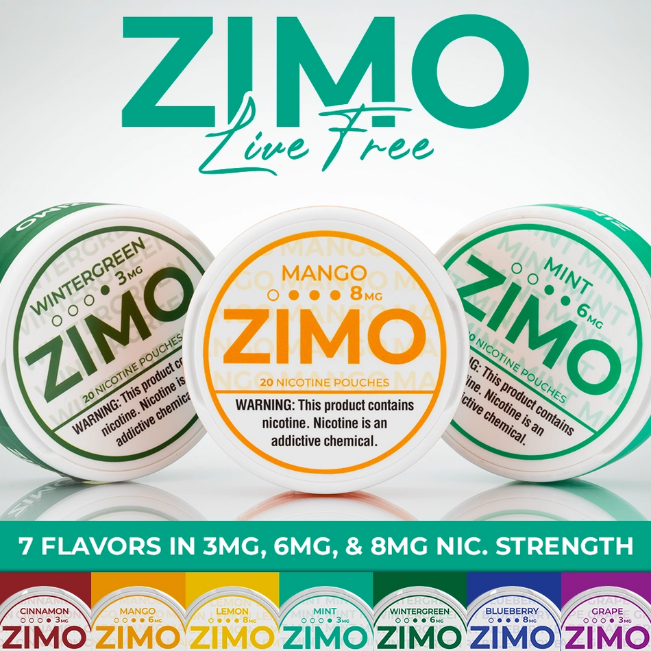 ZIMO Nicotine Pouches - 20 Pouches Per Can / Sleeve of 5 Cans (MSRP $4.99 Each)