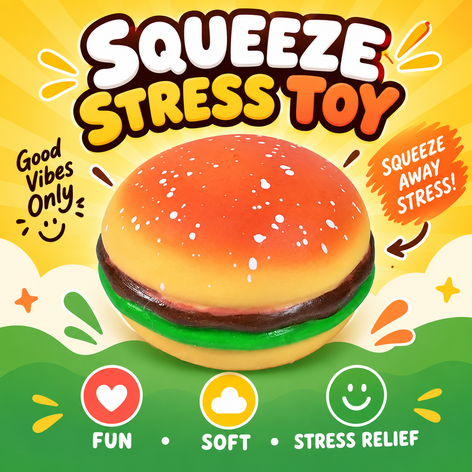 Hamburger Squeeze Stress Toy - Display of 16