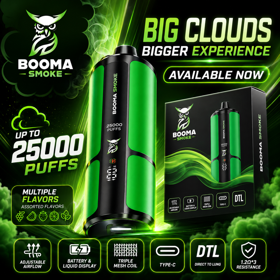 Booma Smoke 25K Puffs 29mL Disposable Vape - Display of 6