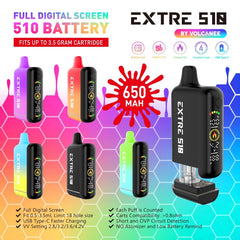 Extre Bar 650mAh Full Digital Screen 510 Thread Battery - Display of 5 (MSRP $24.99 Each)