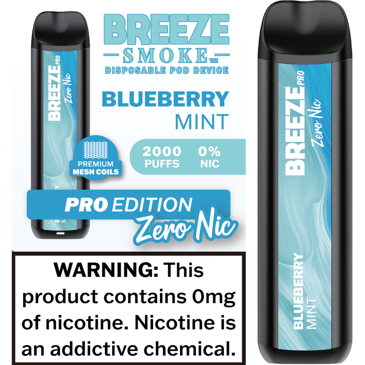 Breeze Pro Edition 0% Nicotine - Display of 10 (MSRP $17.99 Each)