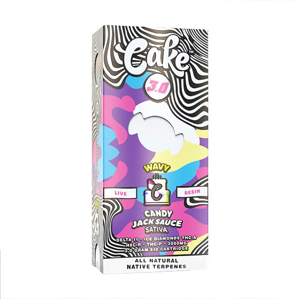 Cake Wavy 3g Delta 11 + Ice Diamonds THC-A Cartridge - Display of 5 (MSRP $24.99 Each)