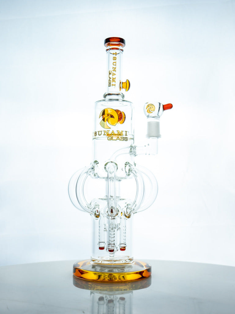 Tsunami 14in Glass Water Pipe Rocktapus Quad Rocket Butten (MSRP $229.99)